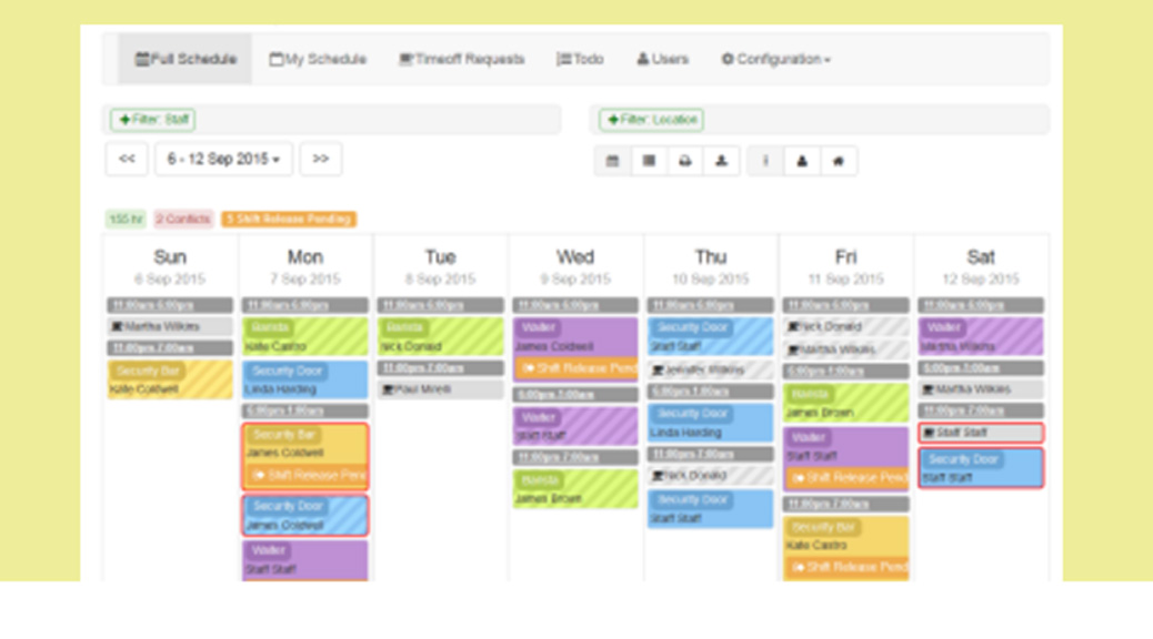 shift scheduling header